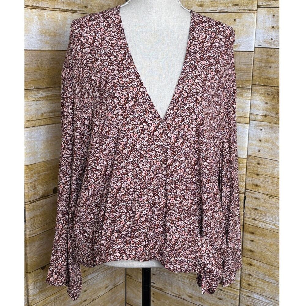MADEWELL WESTERN DITSY FLORAL SURPLICE V-NECK BLOUSE BOHO TRUE WRAP BLOUSE TOP